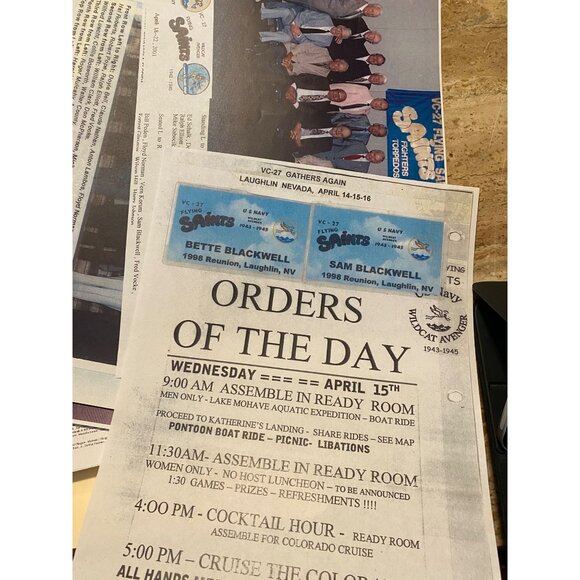 USS Savo Island VC-27 Reunion Memorabilia Collection With Orders Of The Day & Ph - Picture 3 of 6